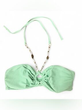 Mint Green Beaded Halter Bandeau Bikini Top